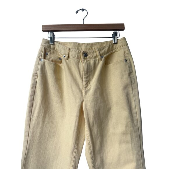 Talbots Petites Straight Leg Jeans Size 8 Stretch Butter Yellow High Rise Preppy - Picture 2 of 9